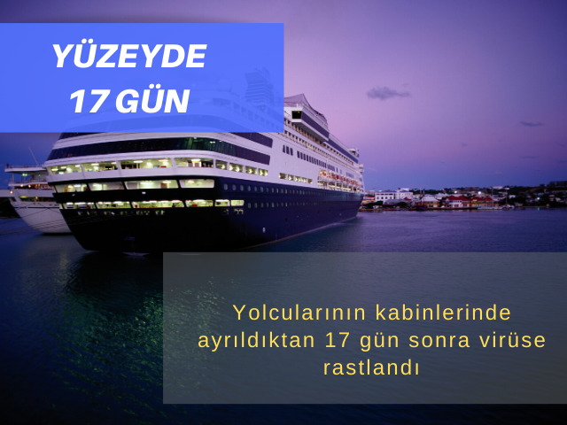 Hastalığa yakalanan gemi yolcularının kabinlerinde ayrıldıktan 17 gün sonra virüse rastlandı